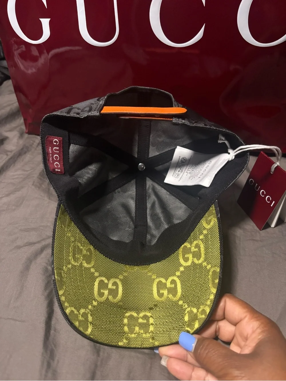 Gucci grey and black GG pattern Match Baseball Cap BNWT